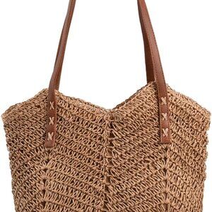 Straw Beach Tote Bag Women Summer Woven Shoulder Handbags Large Purse